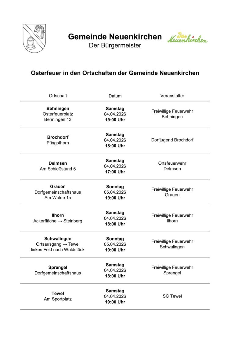 Osterfeuer 2026 Osterfeuer 2026