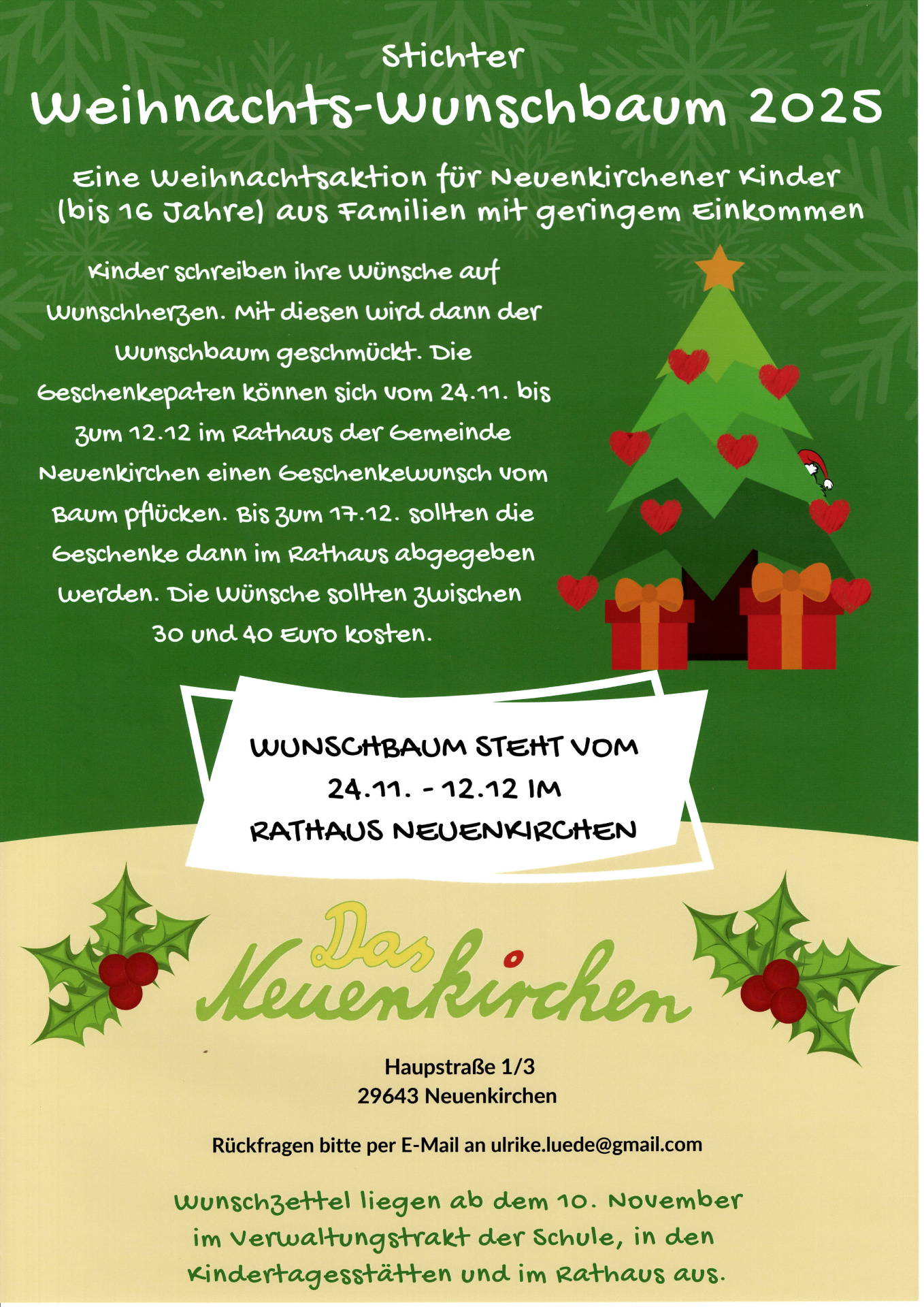 Plakat Weihnachts-Wunschbaum