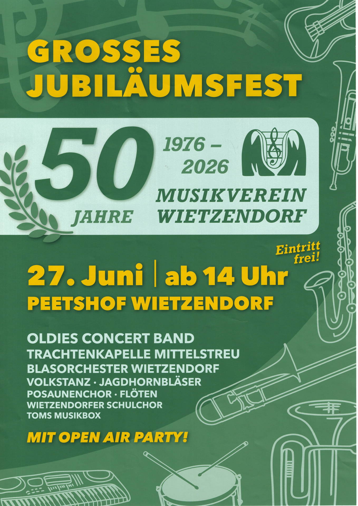 Plakat Jubiläumsfest 50 Jahre Musikverein Wietzendorf