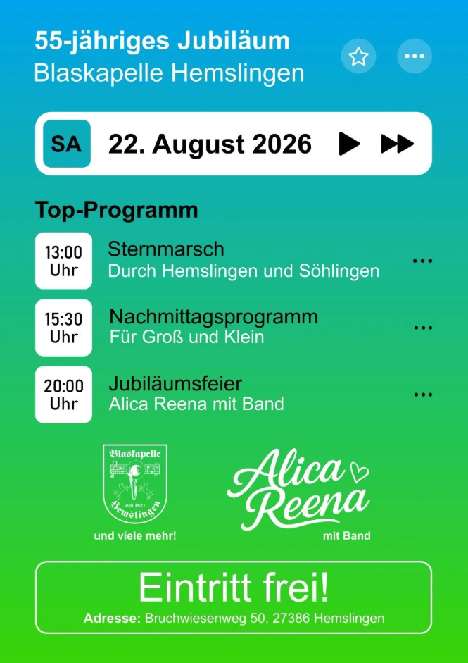 Blaskapelle Hemslingen 55-jähriges Jubiläum, Samstag Blaskapelle Hemslingen 55-jähriges Jubiläum, Samstag