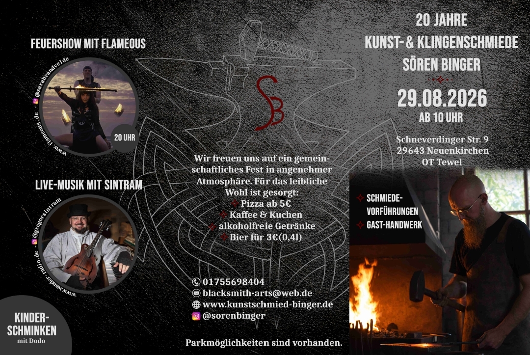 20 Jahre Kunst- und Klingenschmiede Sören Binger 20 Jahre Kunst- und Klingenschmiede Sören Binger