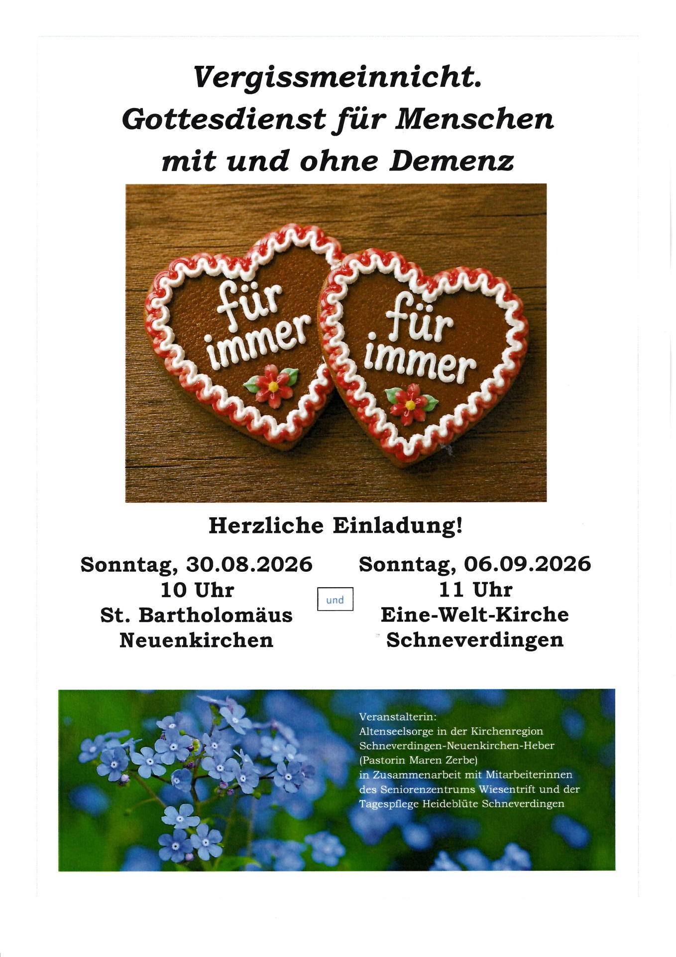 Vergissmeinnicht Gottesdienst Plakat Vergissmeinnicht Gottesdienst Plakat