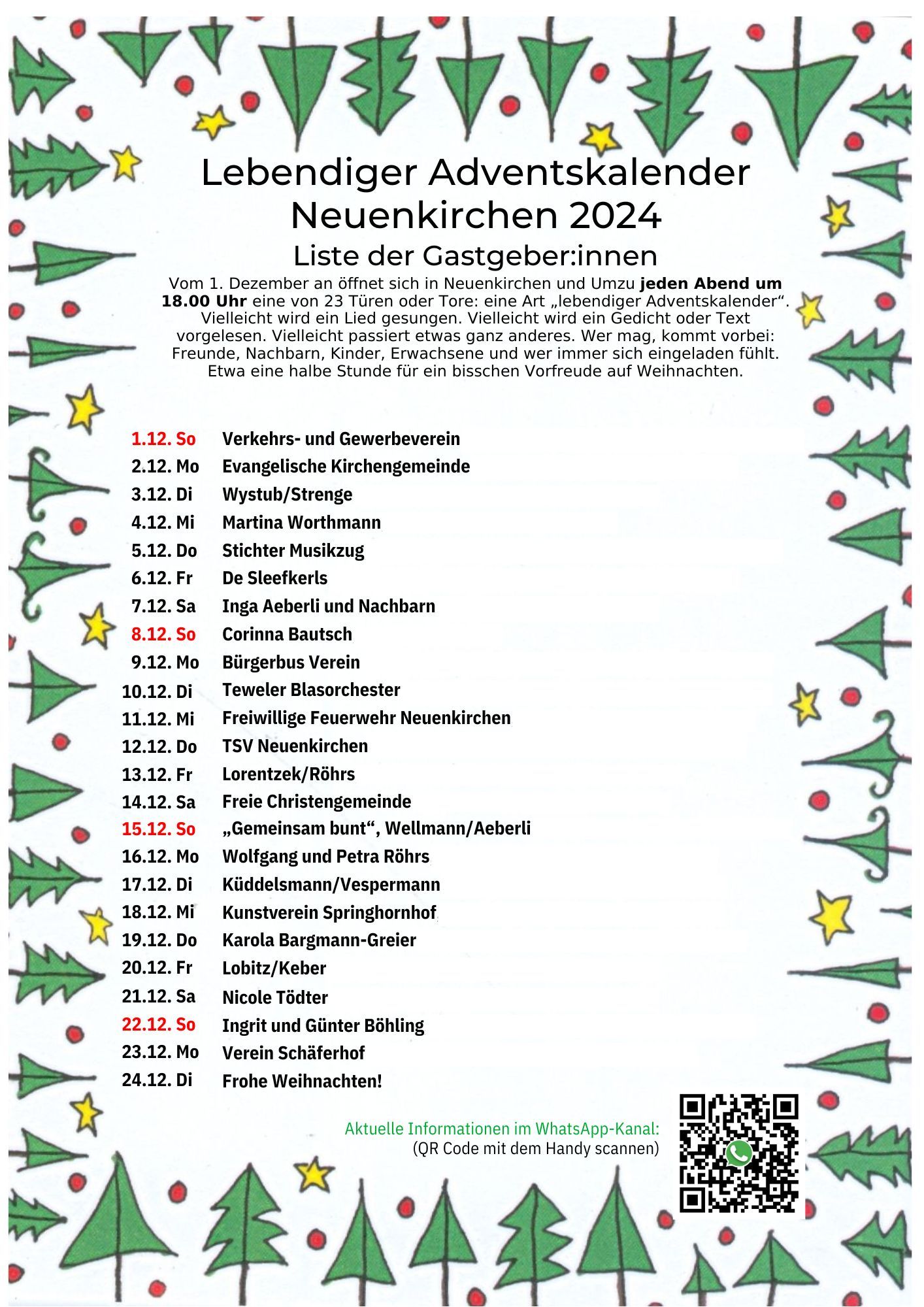 Lebendiger Adventskalender 2024 - Plakat ohne Adressen Lebendiger Adventskalender 2024 - Plakat ohne Adressen