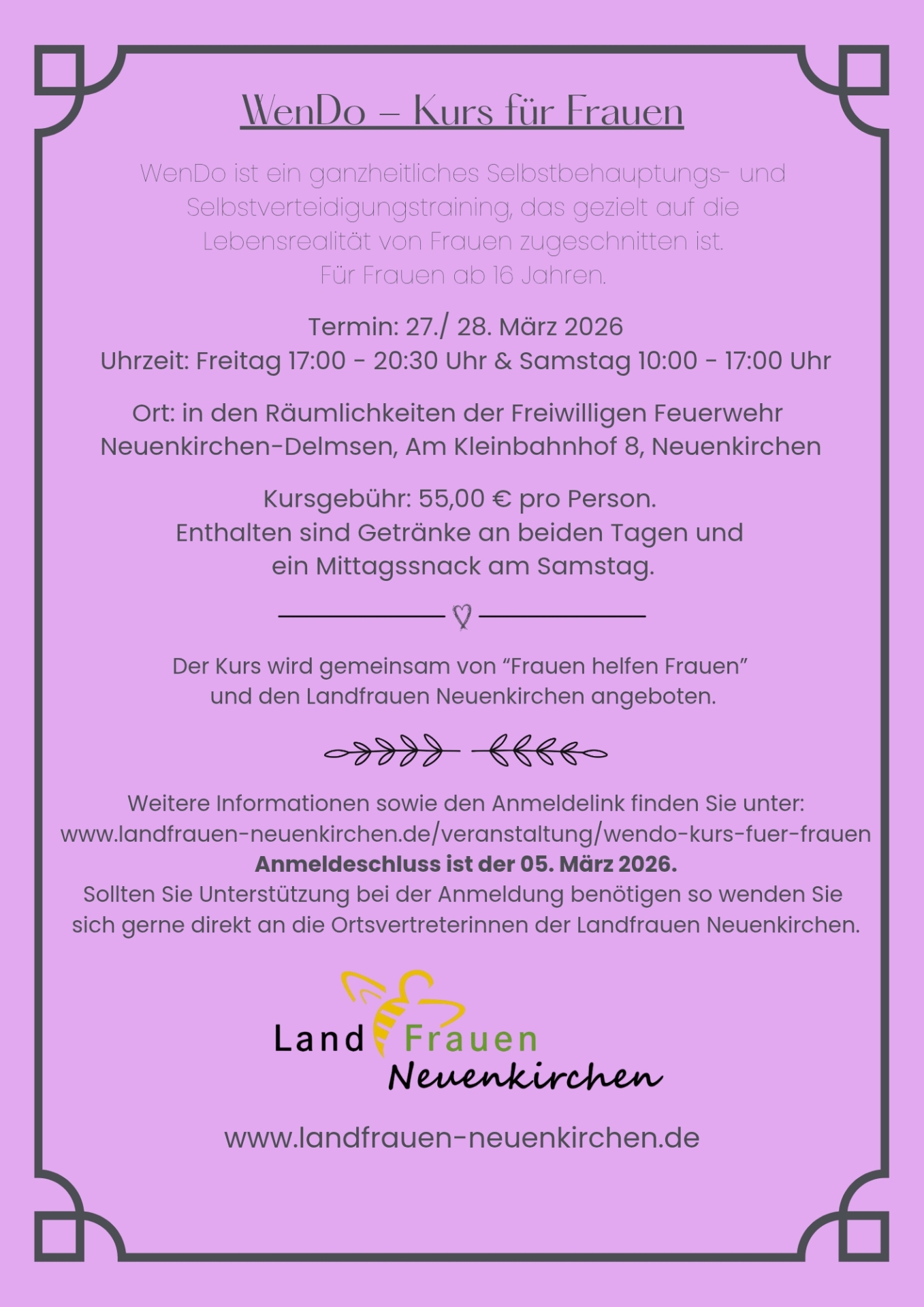 WenDo - Kurs für Frauen Plakat WenDo - Kurs für Frauen Plakat
