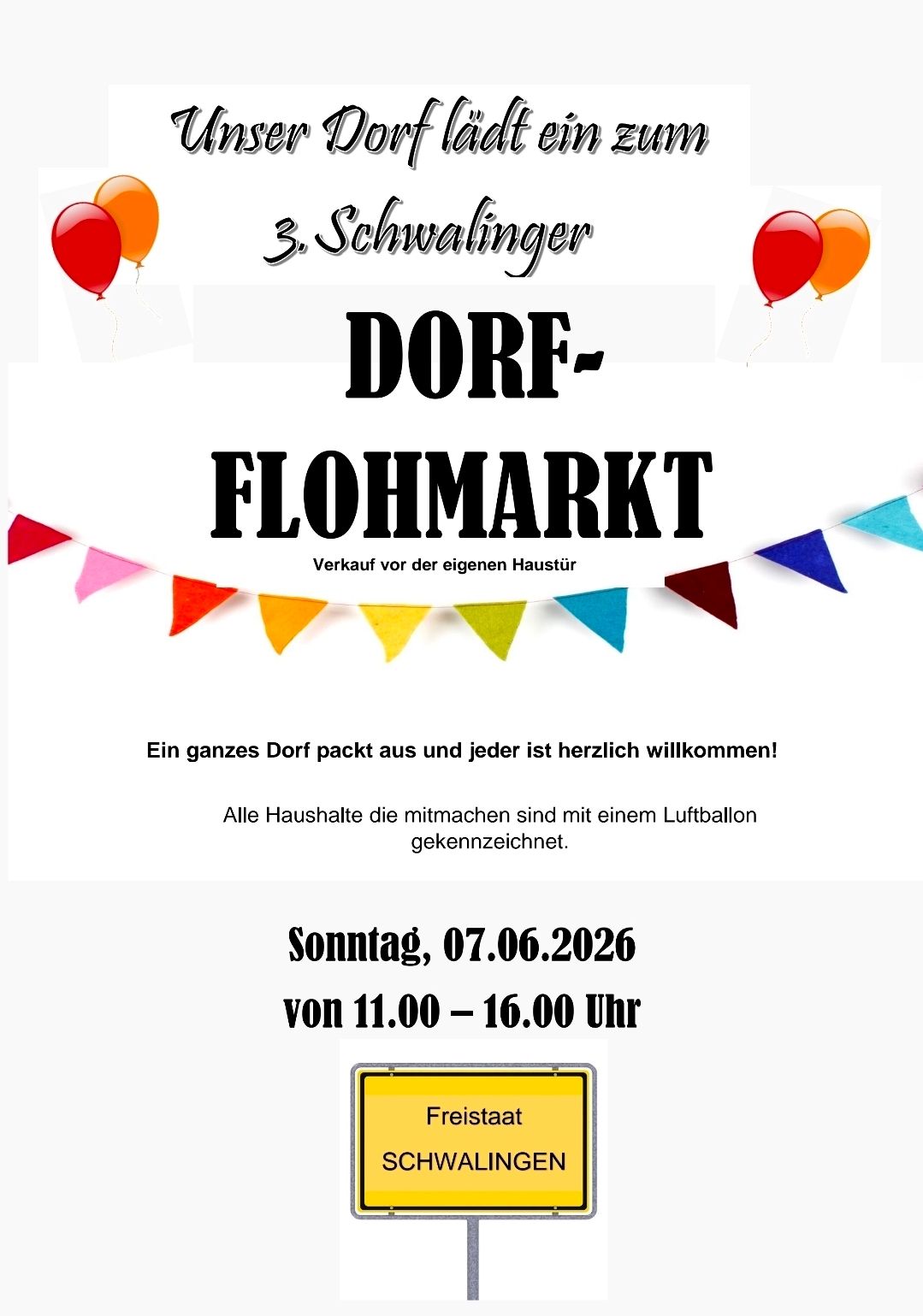 Flohmarkt Schwalingen Plakat 2026 Flohmarkt Schwalingen Plakat 2026