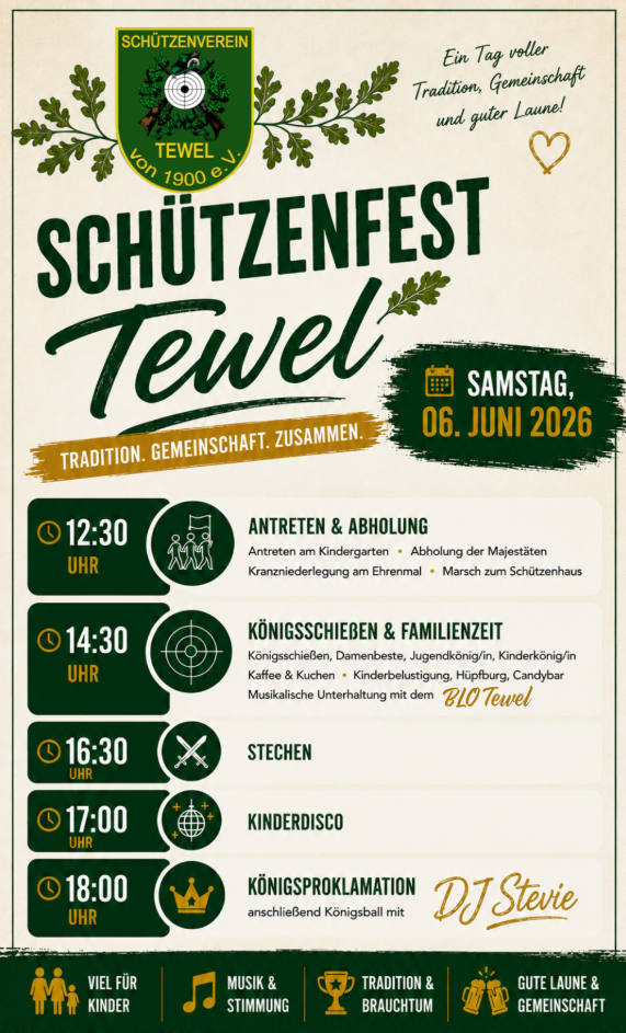Schützenfest Tewel 2026 - Plakat Schützenfest Tewel 2026 - Plakat